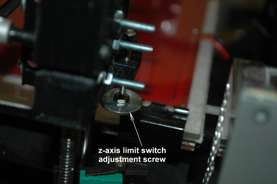 z-axis limit switch adjustment screw
